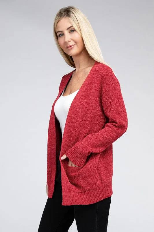 *Melange Open Front Sweater Cardigan