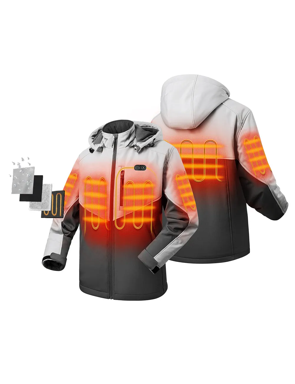 Men's Dual Control Heated Jacket With 5 Heating Zones (Chest Heating)