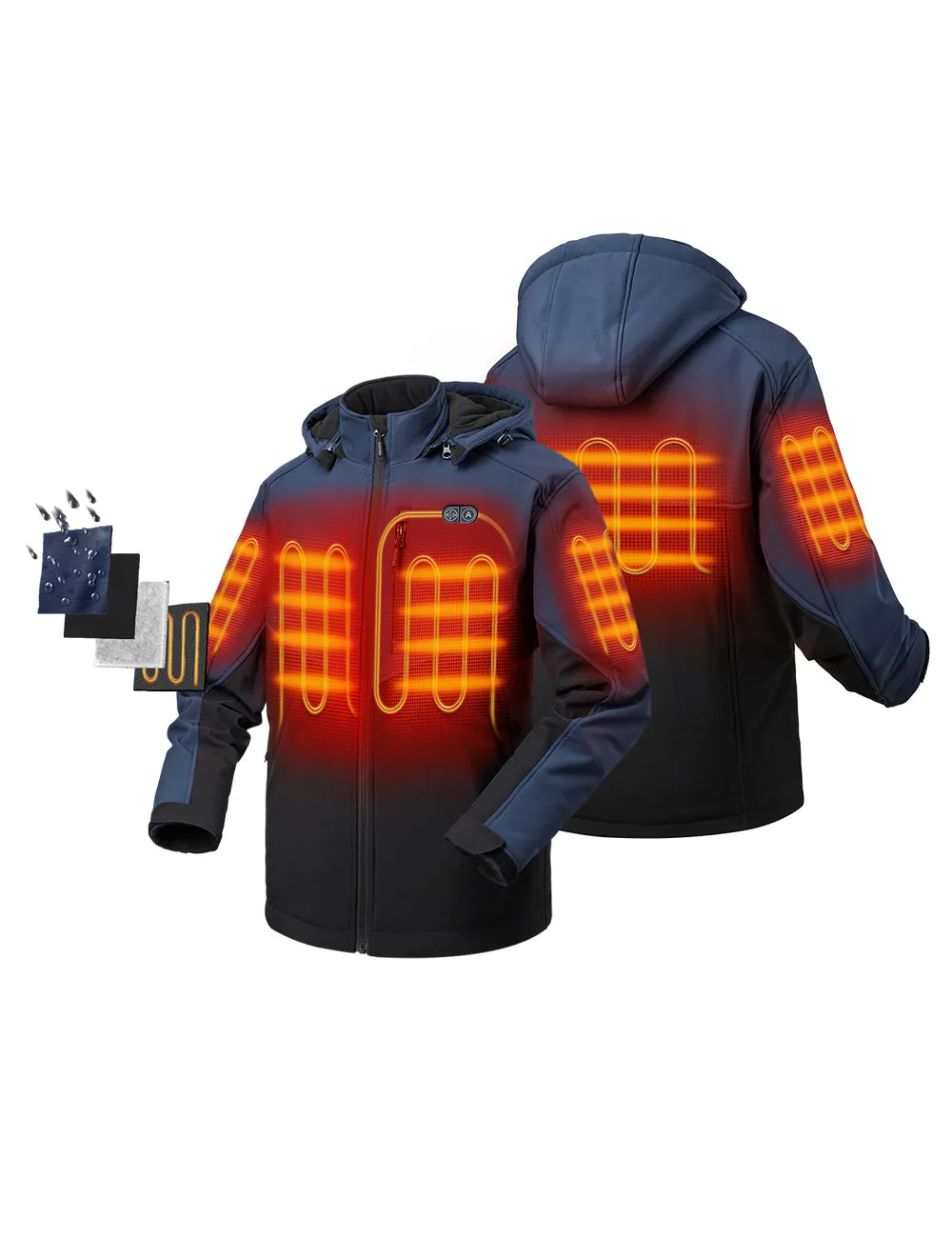 Men's Dual Control Heated Jacket With 5 Heating Zones (Chest Heating)