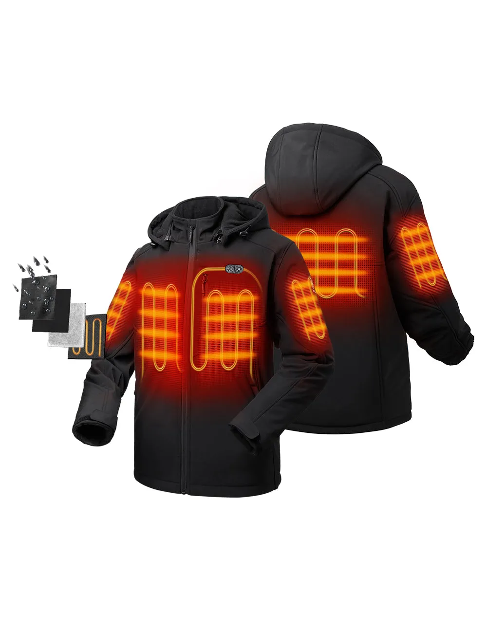 Men's Dual Control Heated Jacket With 5 Heating Zones (Chest Heating)