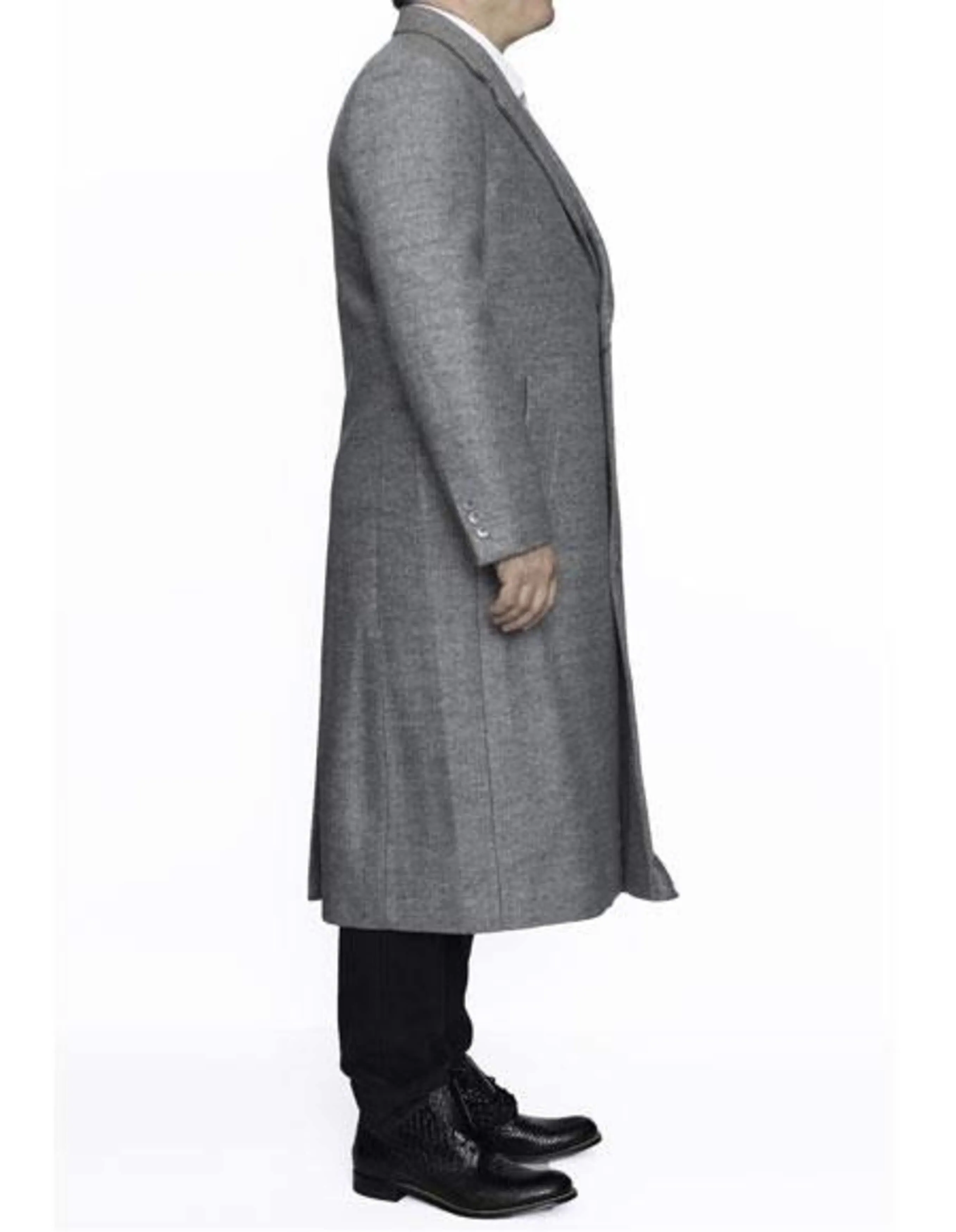 Mens Overcoat - Topcoat For Men - Winter Fabric - Light Grey Big and Tall Large Man ~ Plus Size Three Button Overcoat Long men's Dress Topcoat - Winter coat 4XL 5XL 6XL