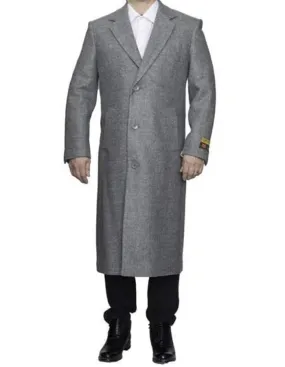 Mens Overcoat - Topcoat For Men - Winter Fabric - Light Grey Big and Tall Large Man ~ Plus Size Three Button Overcoat Long men's Dress Topcoat - Winter coat 4XL 5XL 6XL