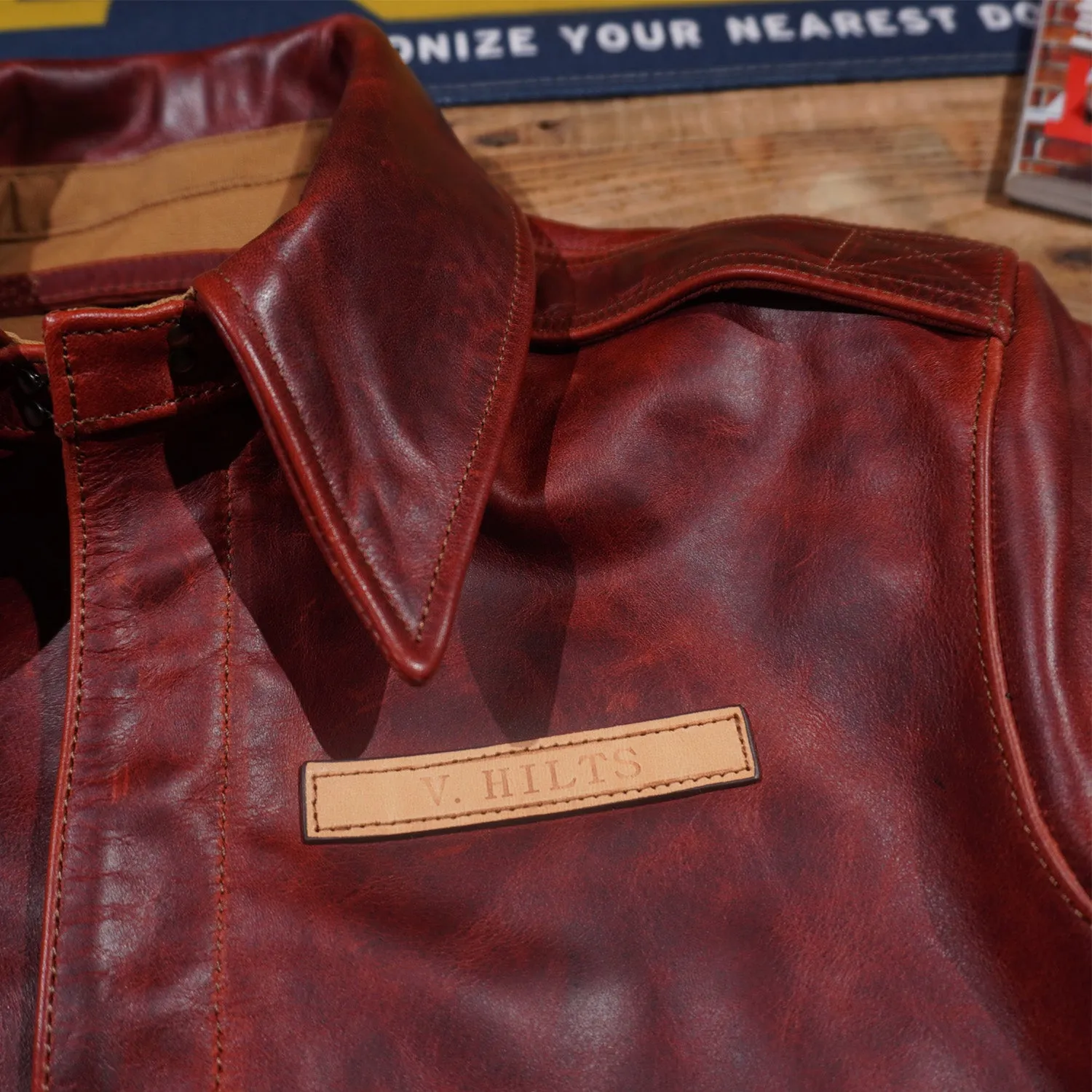 Men's Type A-2 Leather Flight Jacket Burgundy