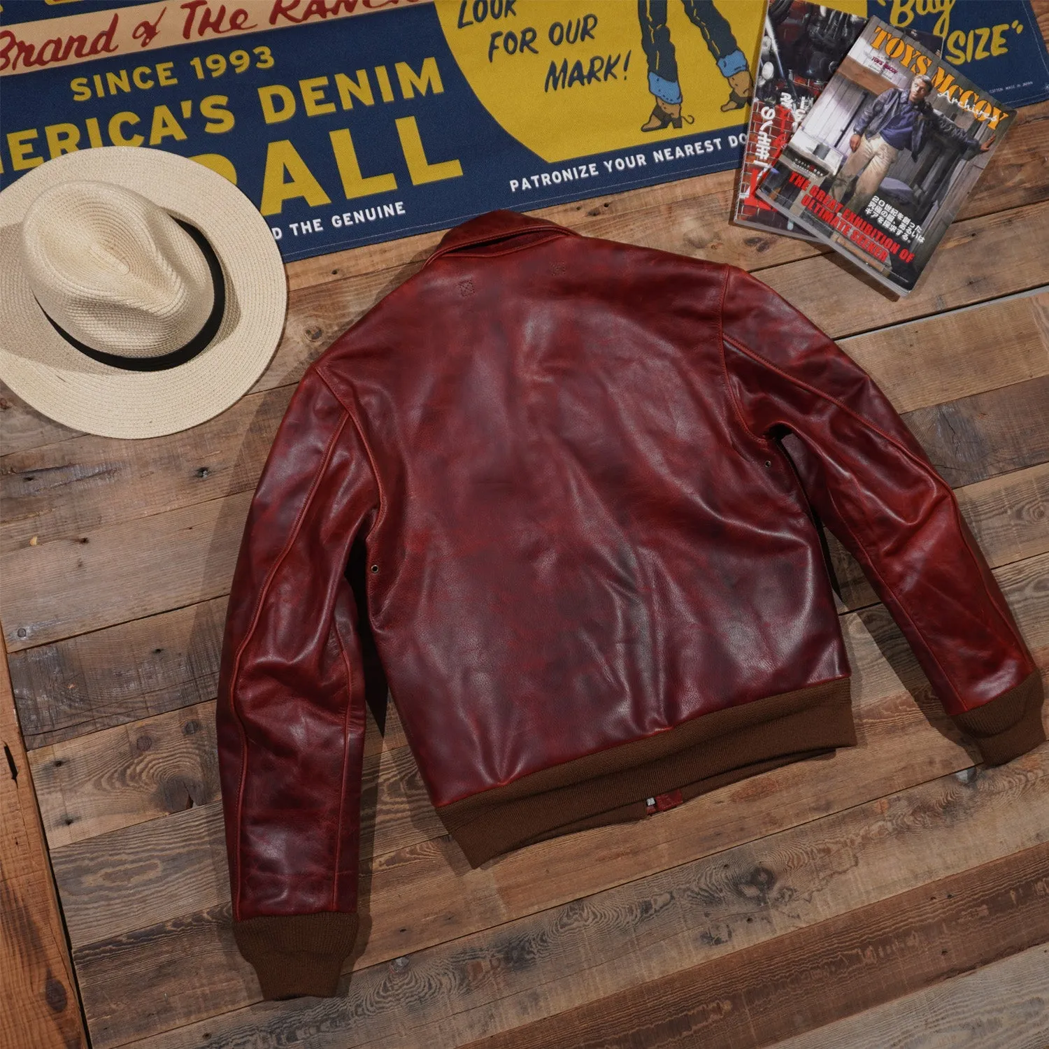 Men's Type A-2 Leather Flight Jacket Burgundy