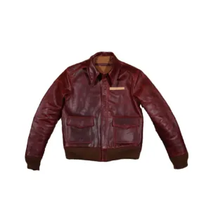 Men's Type A-2 Leather Flight Jacket Burgundy