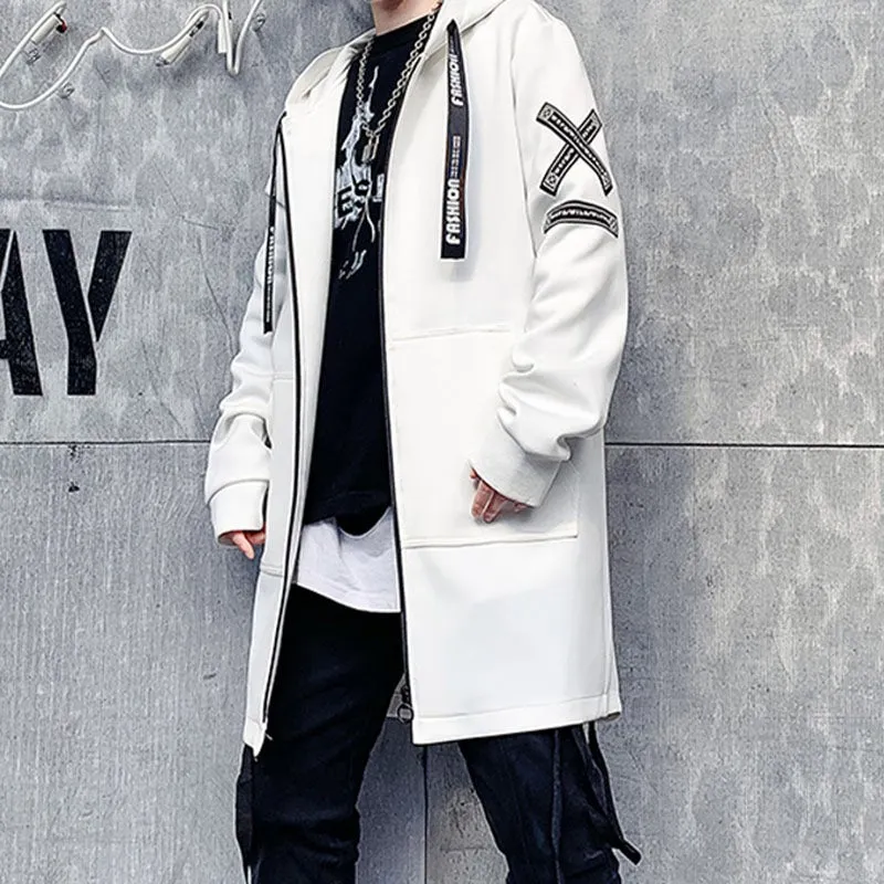 Men's Winter Large Long Jacket Business Overcoat Printed Mid-length Trench Coat