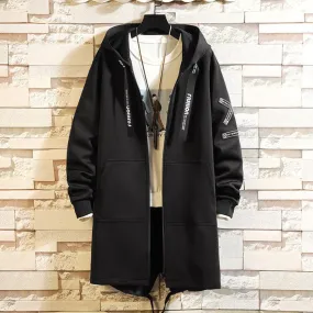 Men's Winter Large Long Jacket Business Overcoat Printed Mid-length Trench Coat