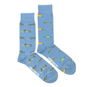 Mismatched Men's Socks with Fish   Lures