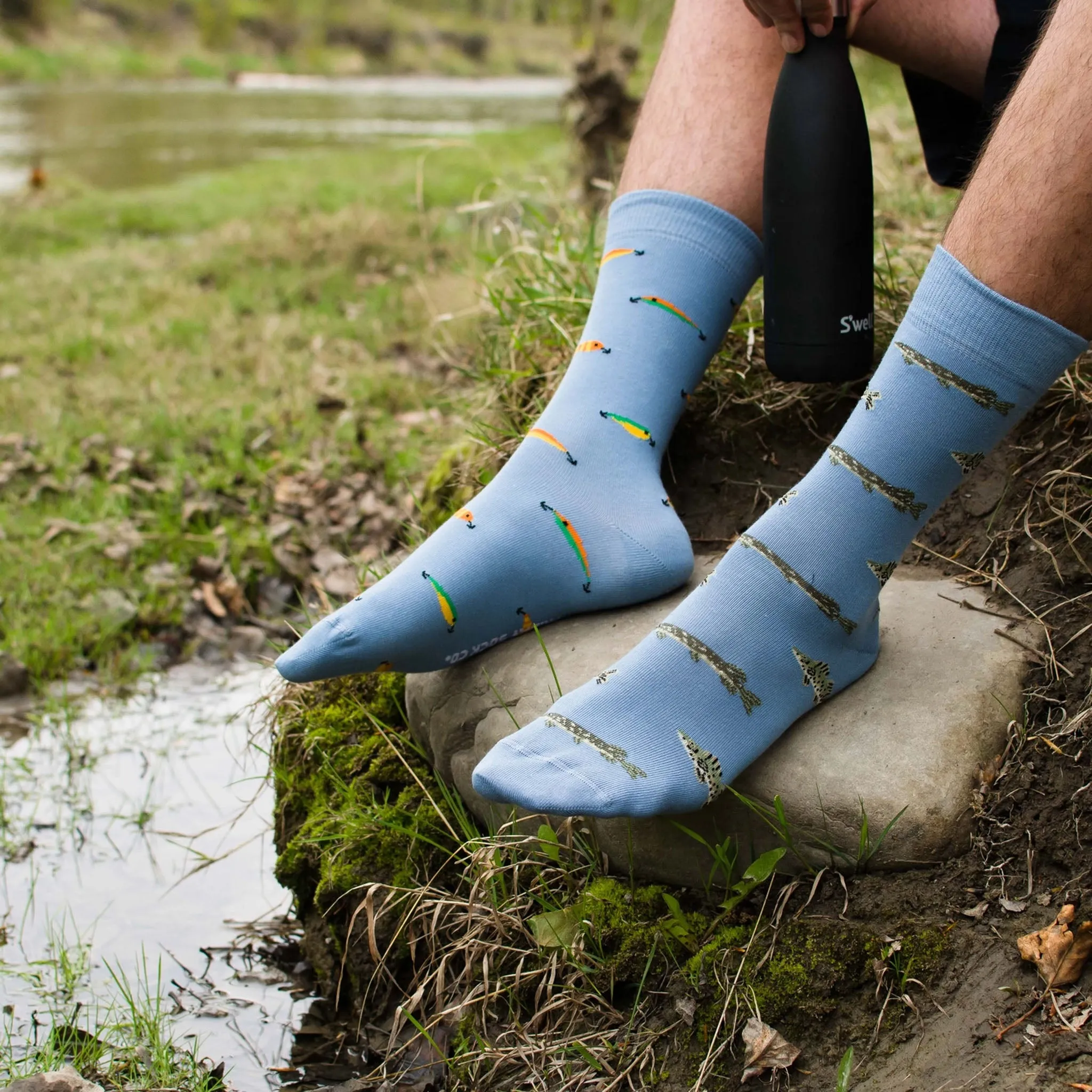 Mismatched Men's Socks with Fish   Lures