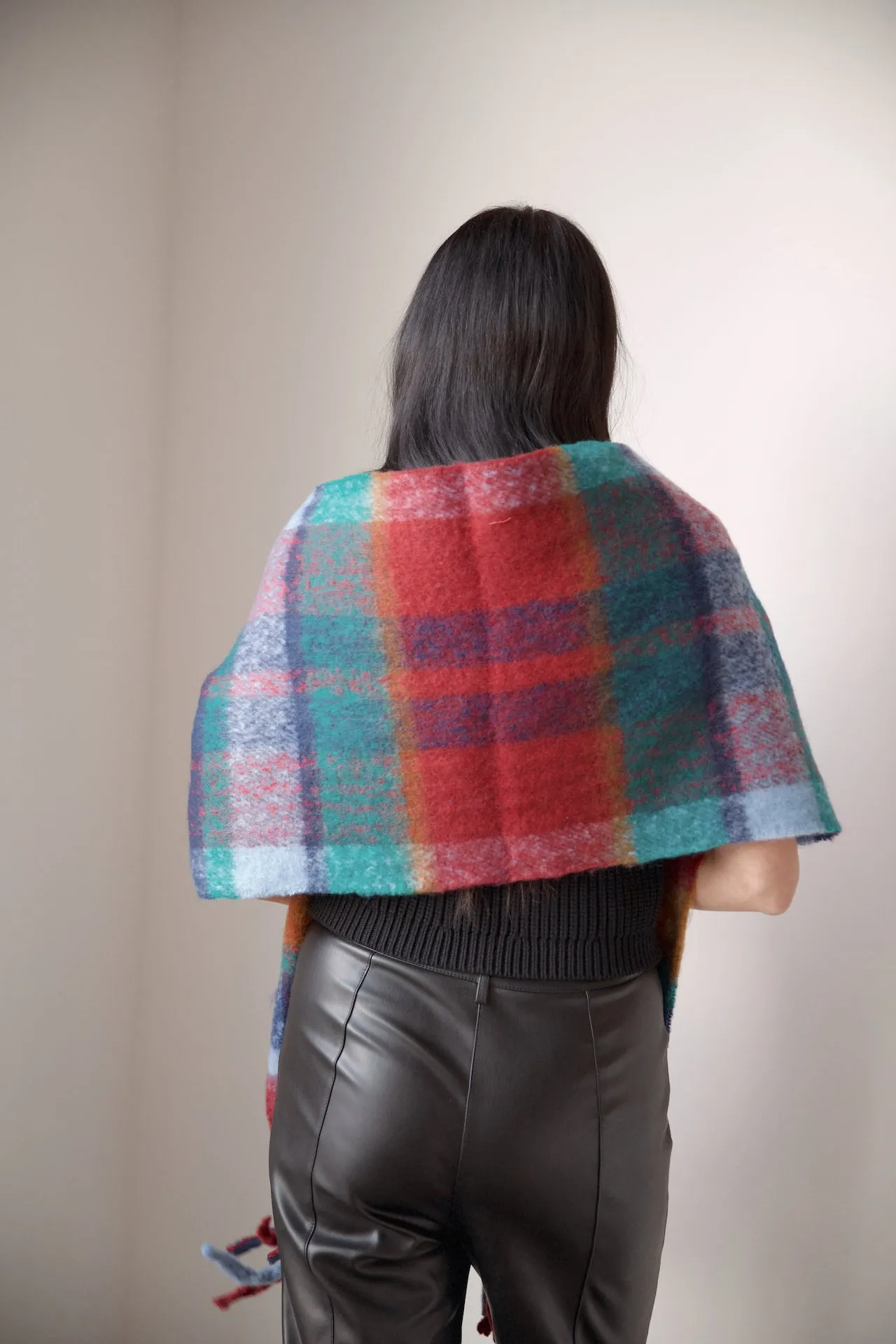 Multicolor Plaid Scarf - Burgundy