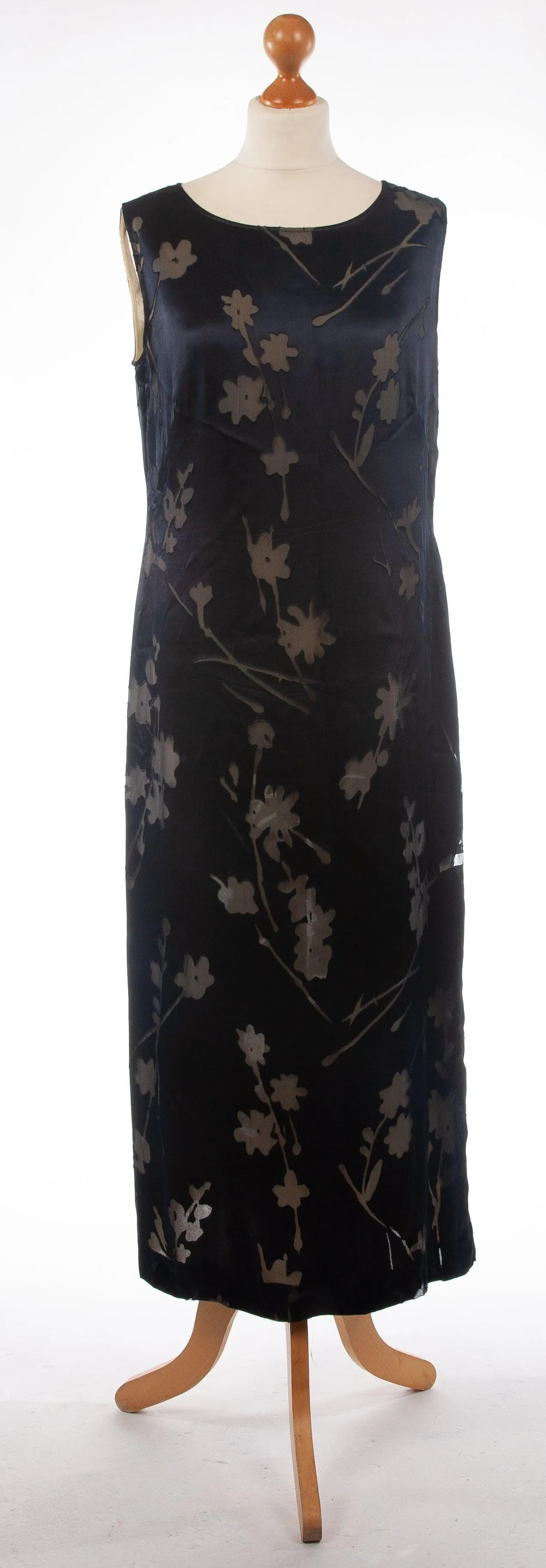 My Time Sleeveless Overlay Dress Dark Blue with Floral Design UK 14