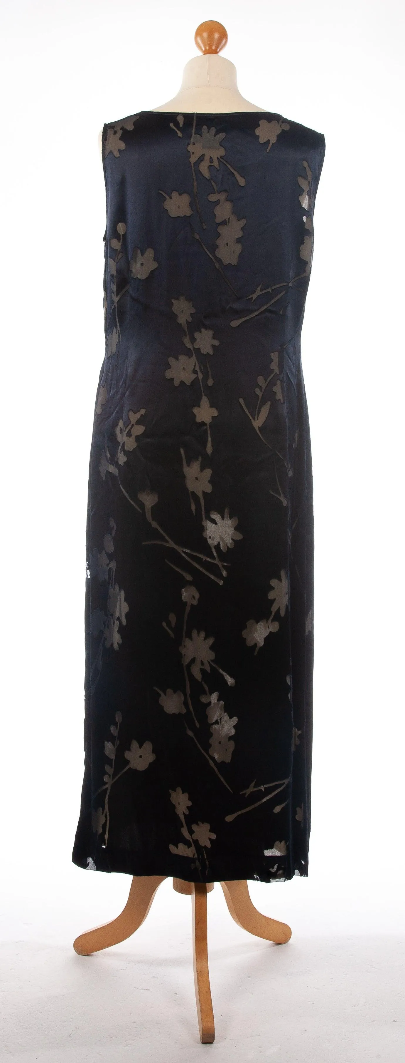 My Time Sleeveless Overlay Dress Dark Blue with Floral Design UK 14