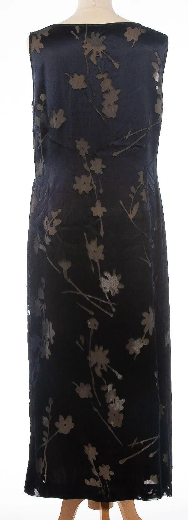 My Time Sleeveless Overlay Dress Dark Blue with Floral Design UK 14