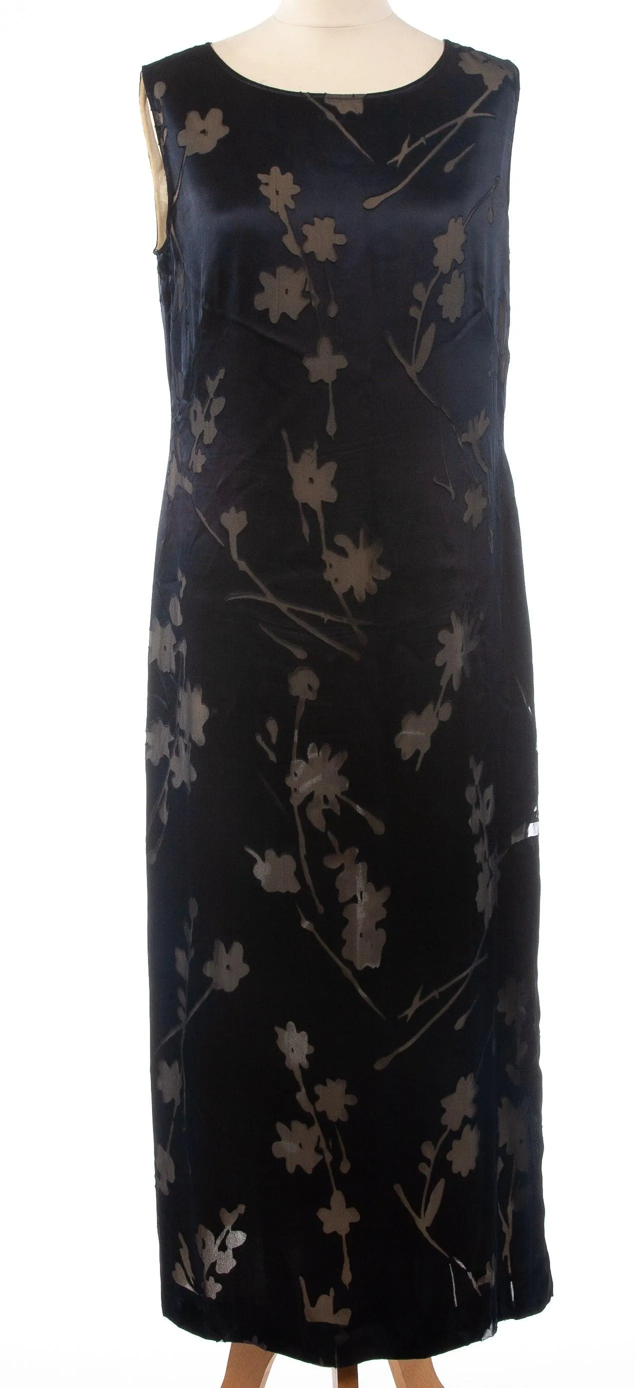 My Time Sleeveless Overlay Dress Dark Blue with Floral Design UK 14