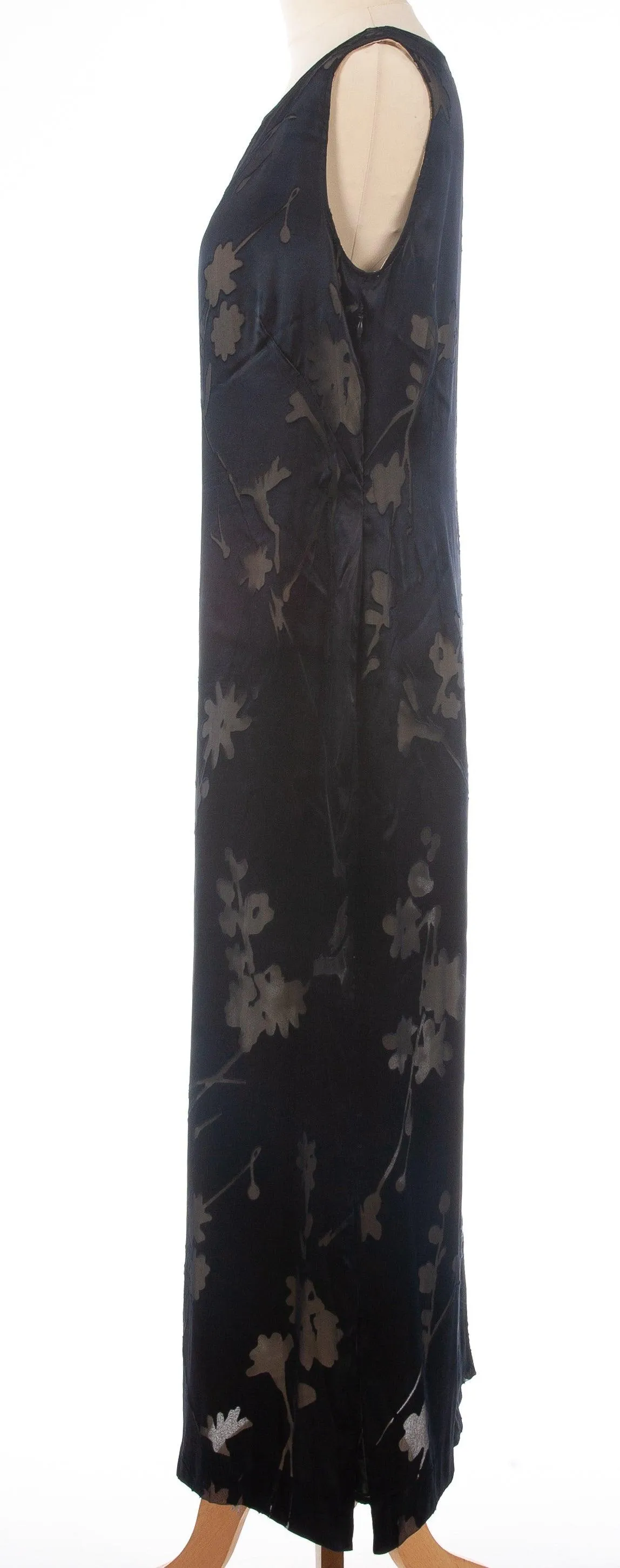 My Time Sleeveless Overlay Dress Dark Blue with Floral Design UK 14