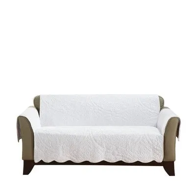 New - Floral Loveseat Furniture Protector White - Sure Fit