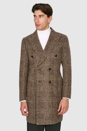 New Suitsupply Lavello Brown Check Wool and Alpaca Ferla Overcoat - Size 36R and 38R