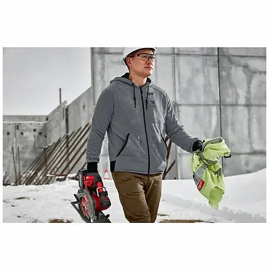 Open Box -  Milwaukee Tool Men's X-Large M12 12-Volt Lithium-Ion Cordless Gray Heated Jacket Hoodie Kit w/ (1) 3.0 Ah Battery