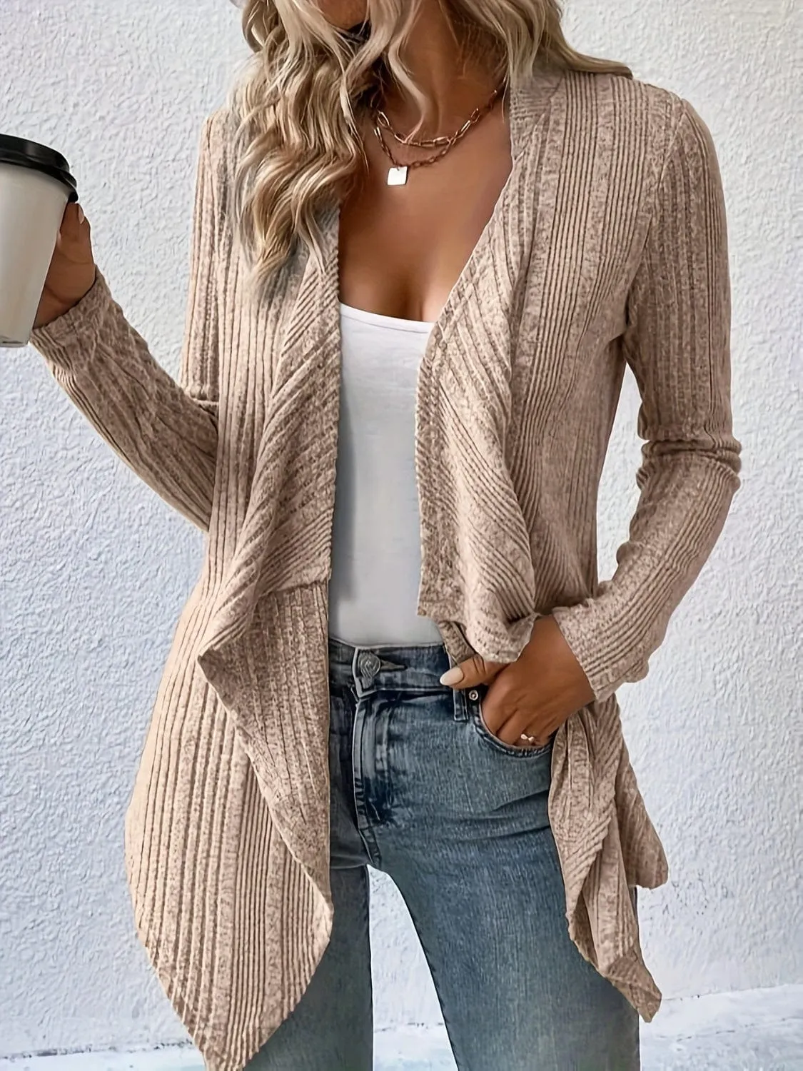 Open Front Long Sleeve Cardigan Sweater Jacket