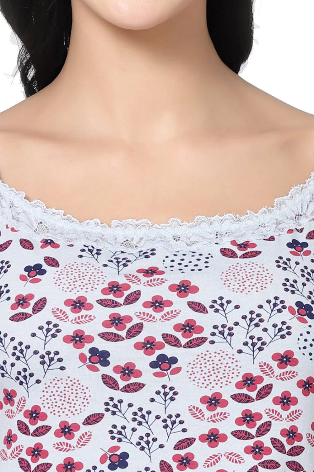 Organic Cotton Printed camisole-ISL053-Ice Water