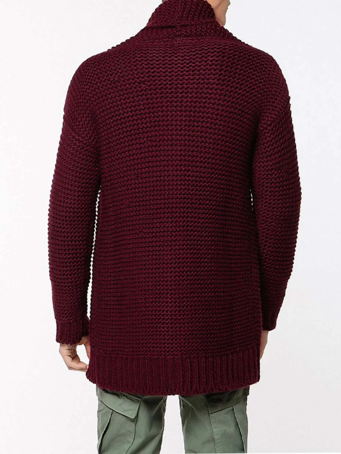 Oversized Shawl Collar Wool Blend Cardigan Burgundy