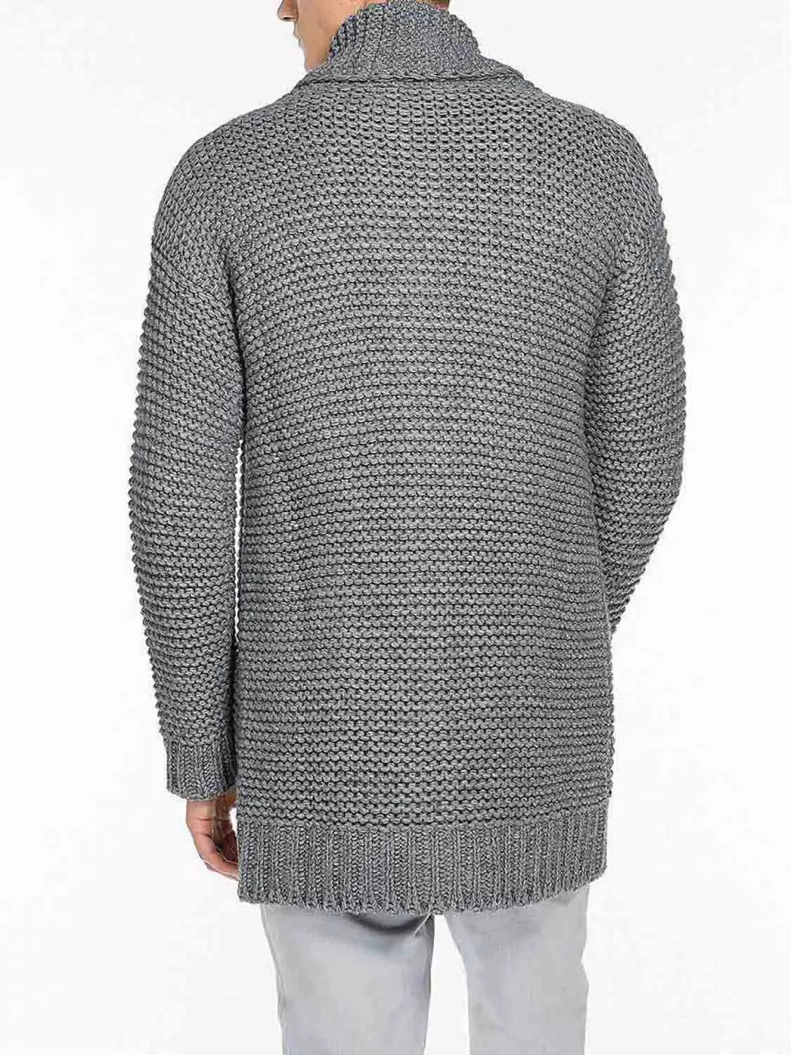 Oversized Shawl Collar Wool Blend Cardigan Grey