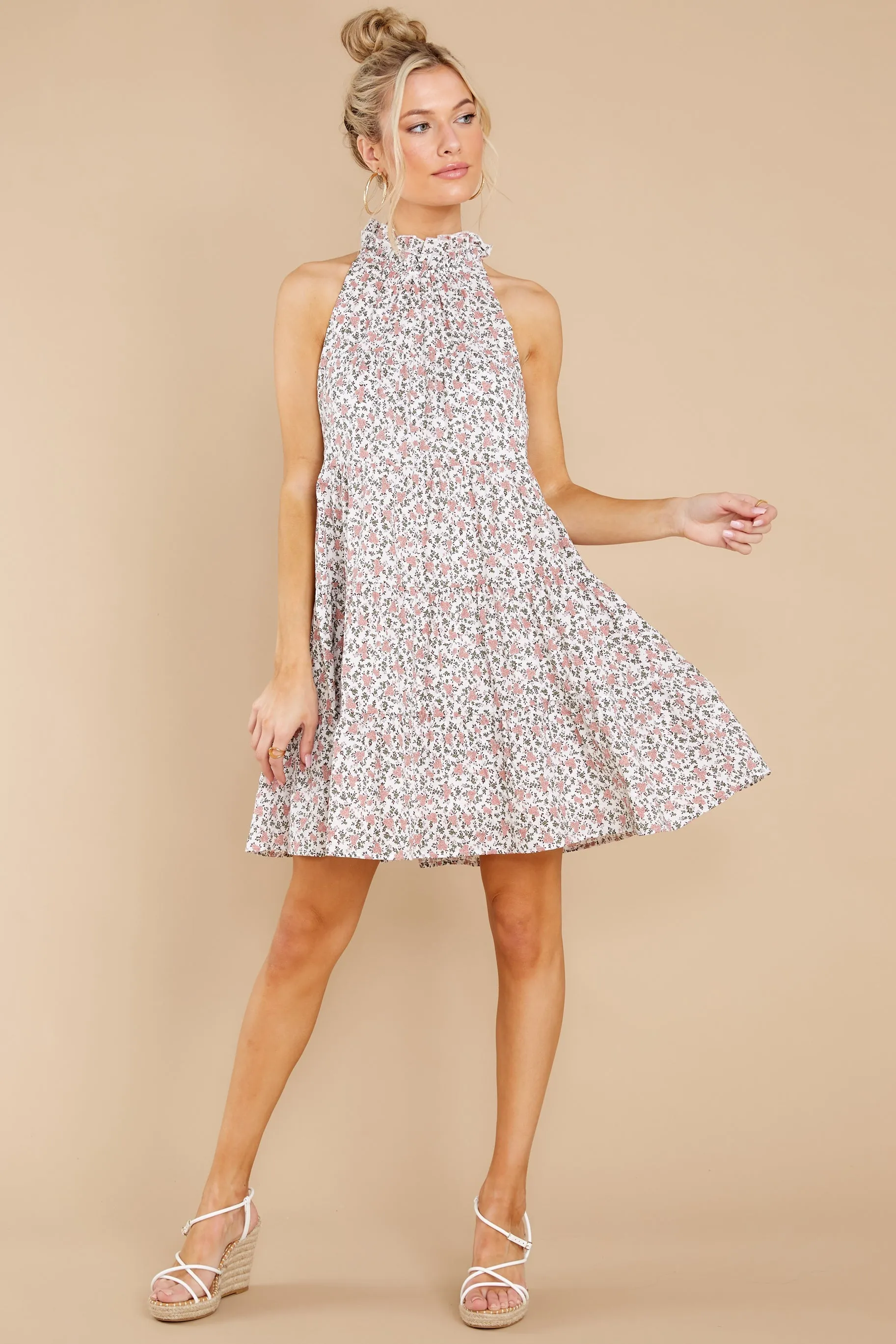 Perennial Millennial Pink Floral Print Dress