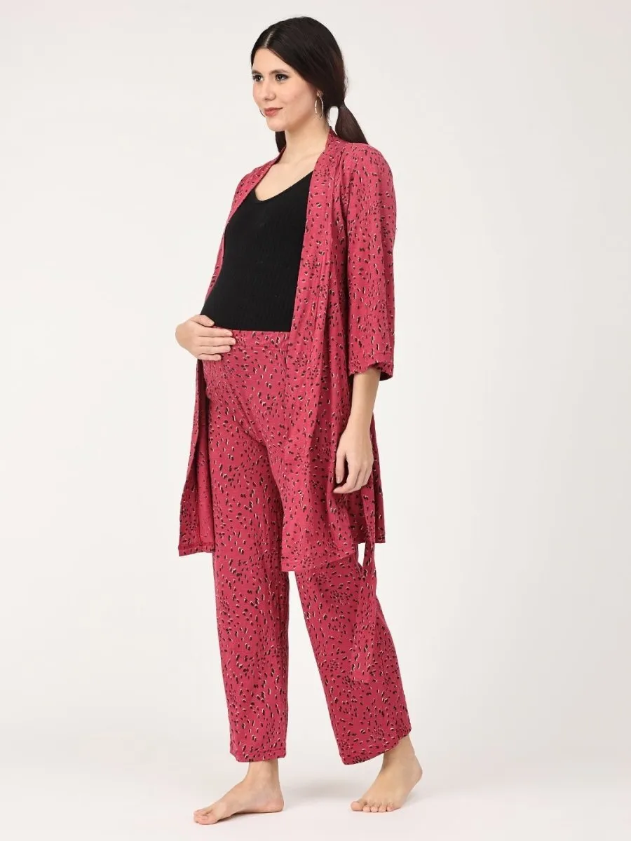 Pink Panther Maternity Robe & Pajama Set