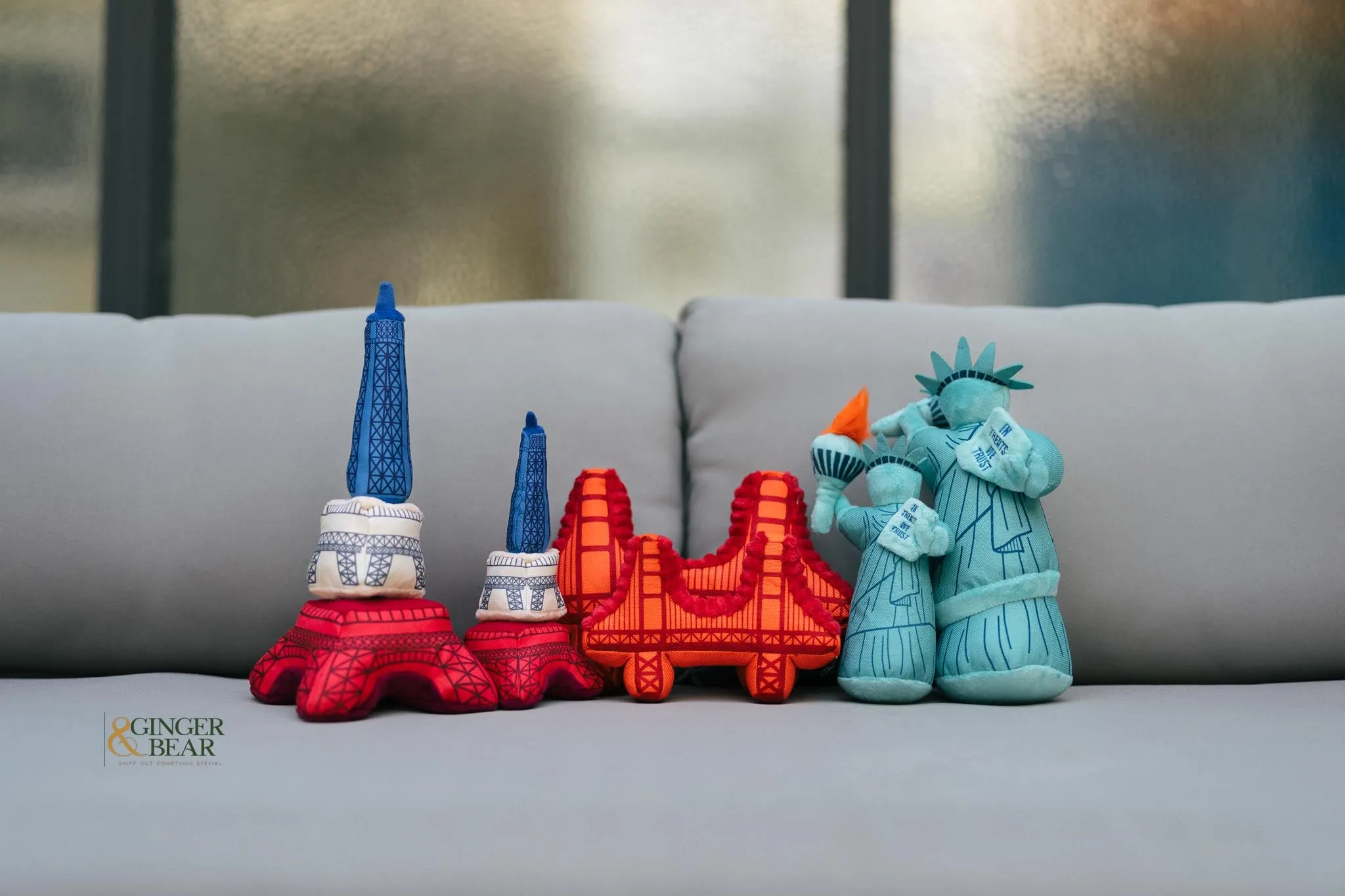 P.L.A.Y. Totally Touristy Squeaky Plush Dog toys, Eiffel Tower