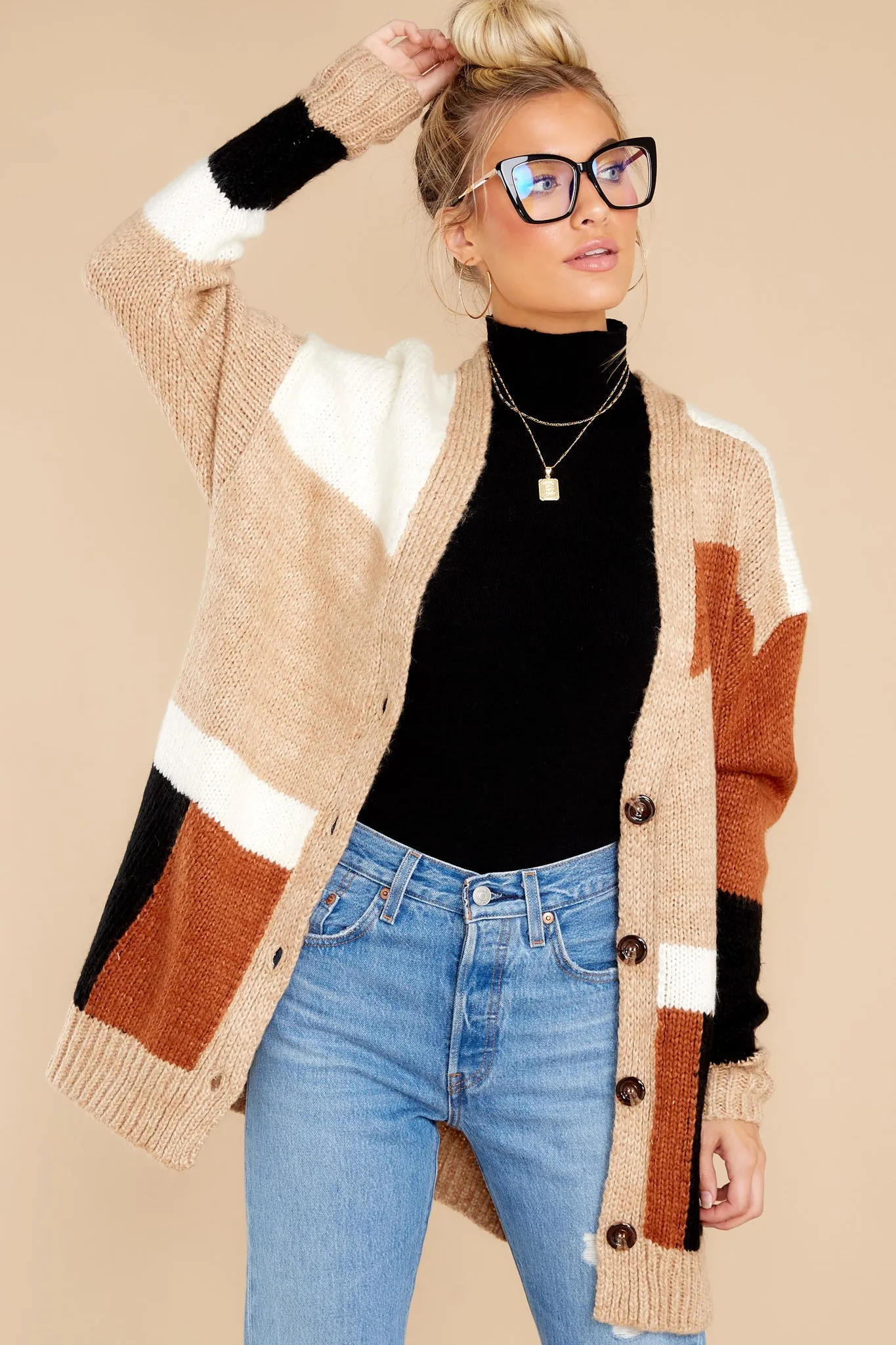 Read Your Mind Camel Colorblock Cardigan