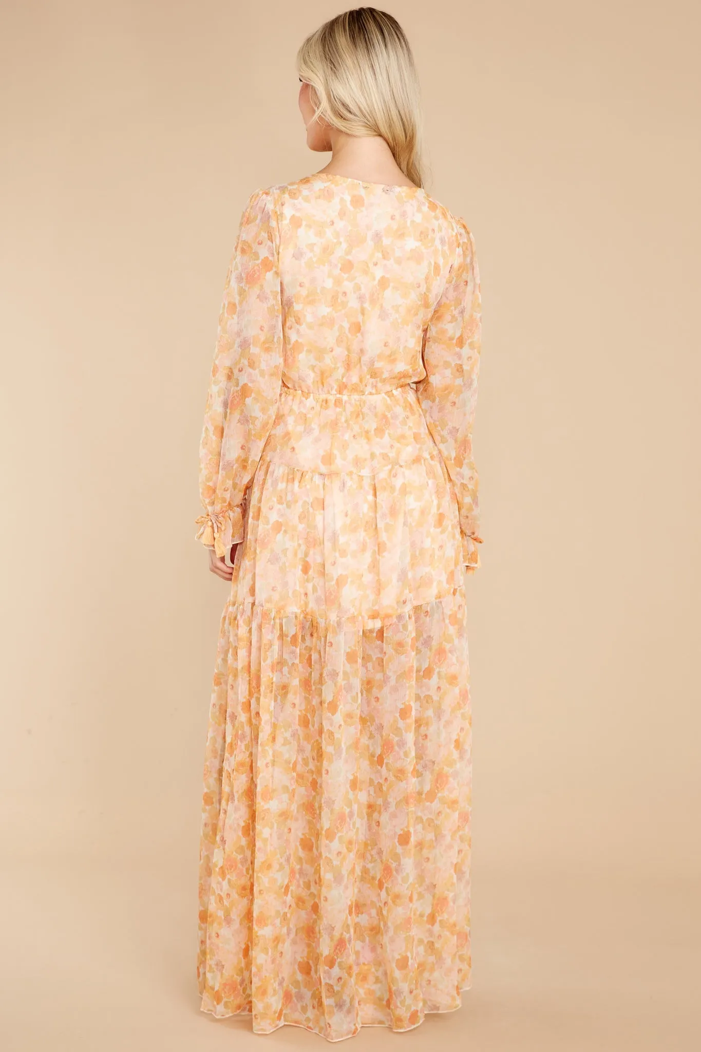 Ready To Flourish Peach Floral Print Maxi Dress