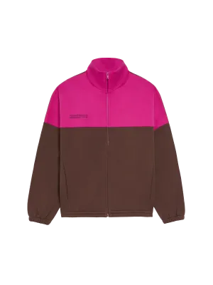 Recycled Cotton Color Block Jacket—foxglove pink