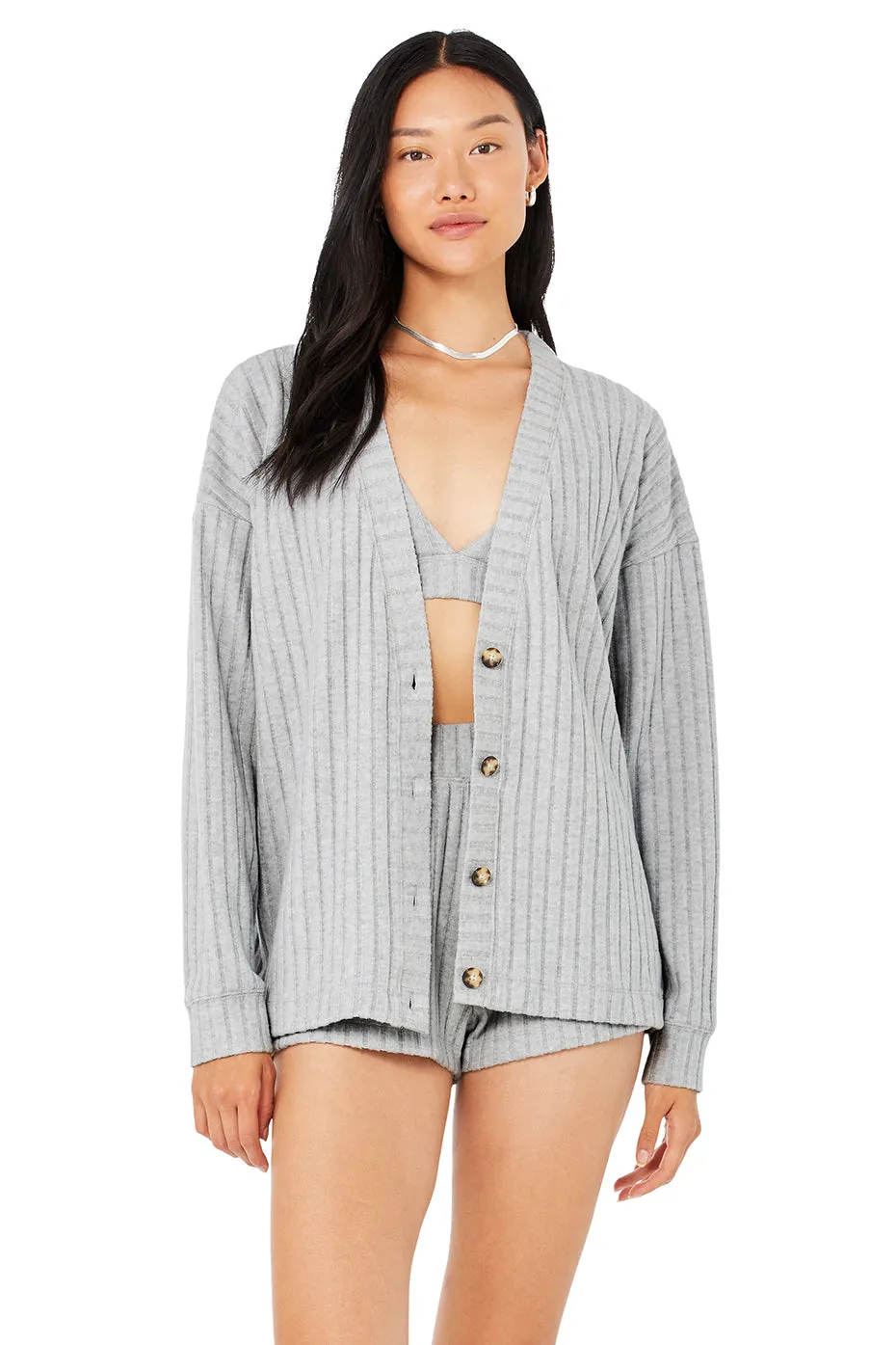 Ribbed Take Comfort Cardigan - Athletic Heather Grey