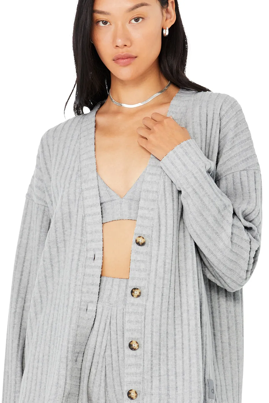 Ribbed Take Comfort Cardigan - Athletic Heather Grey