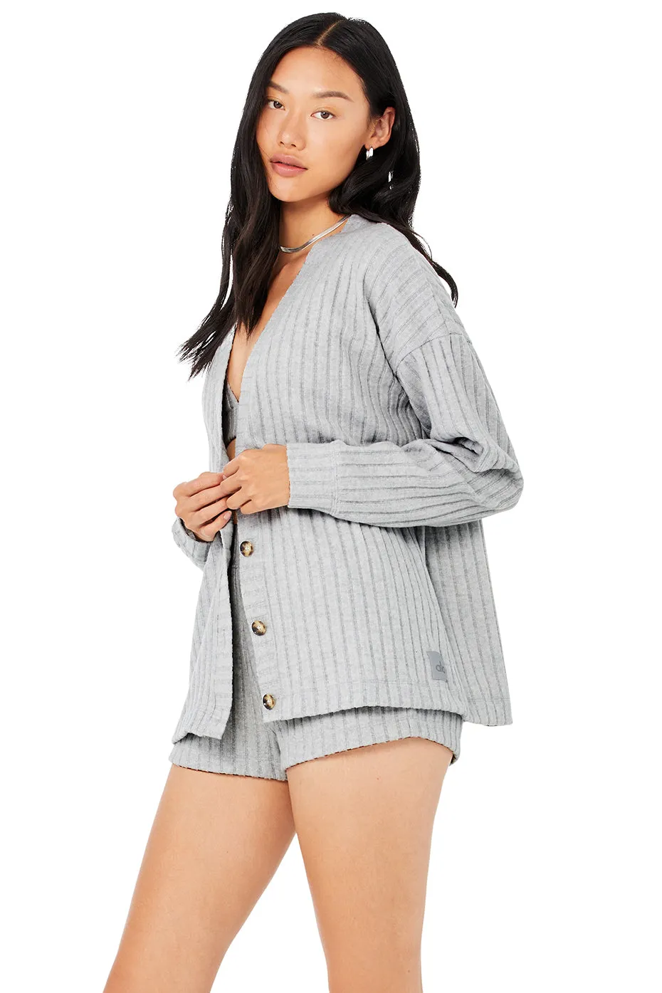 Ribbed Take Comfort Cardigan - Athletic Heather Grey