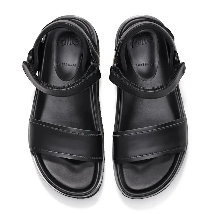 Rollie Womens Ace Sandal All Black Leather