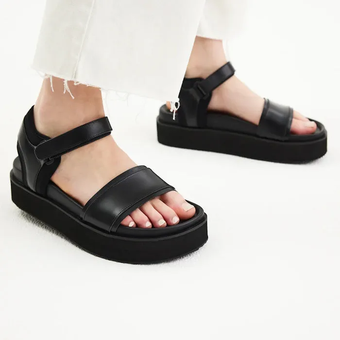 Rollie Womens Ace Sandal All Black Leather