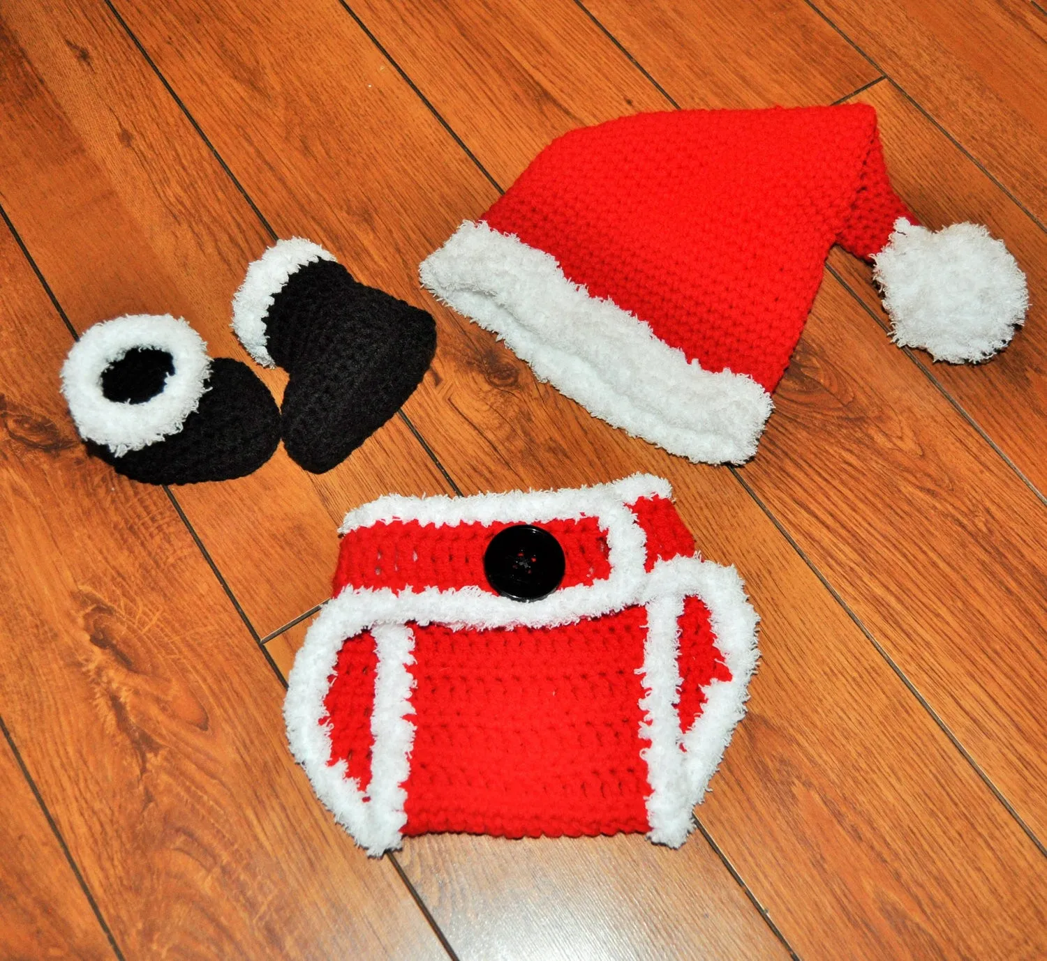 Santa newborn photo prop, newborn santa outfit,santa Halloween costume, baby santa boots,santa diaper cover, boots, hat, 0-18 months