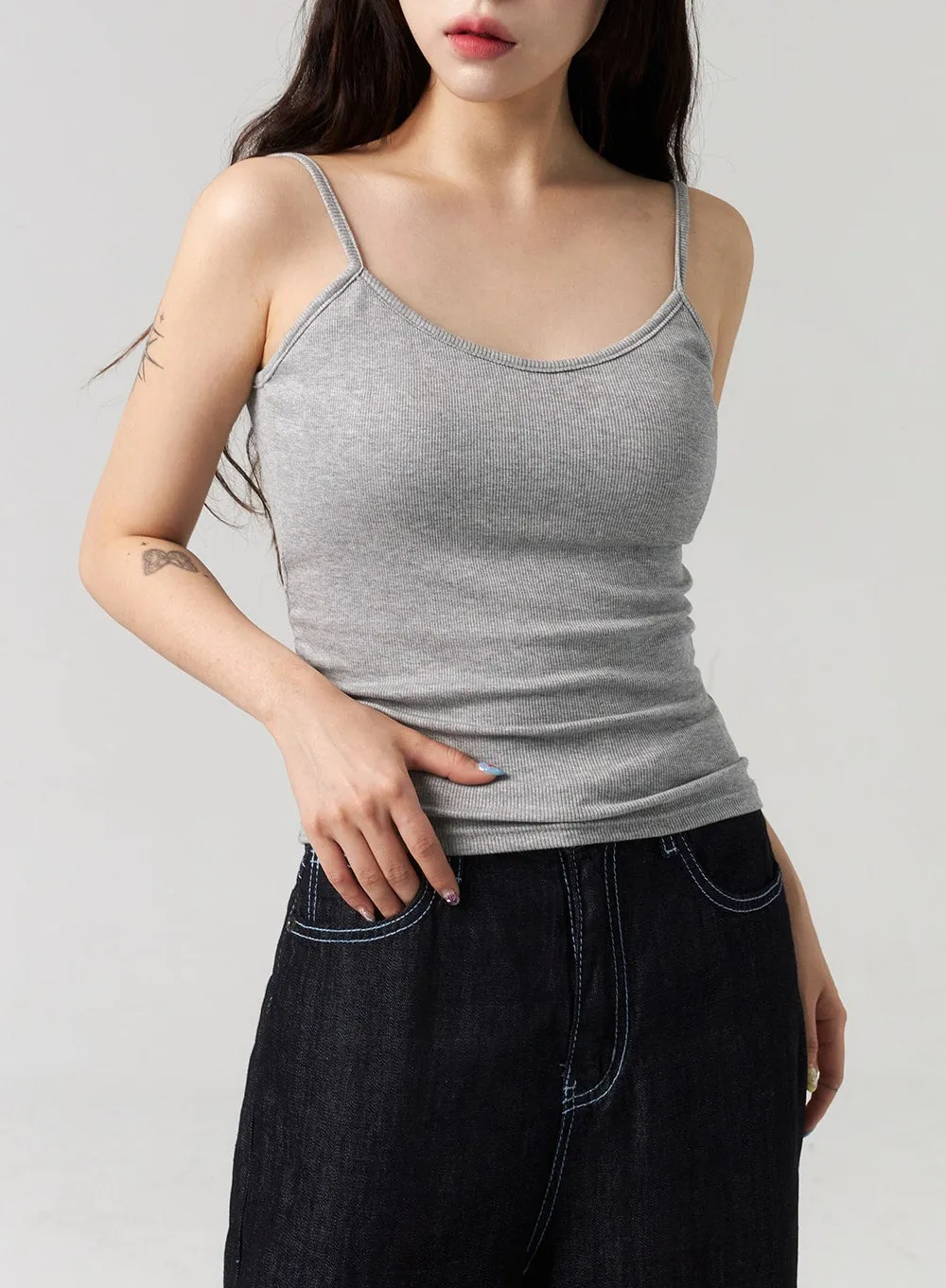 Scoop Neck Ribbed Top CL313