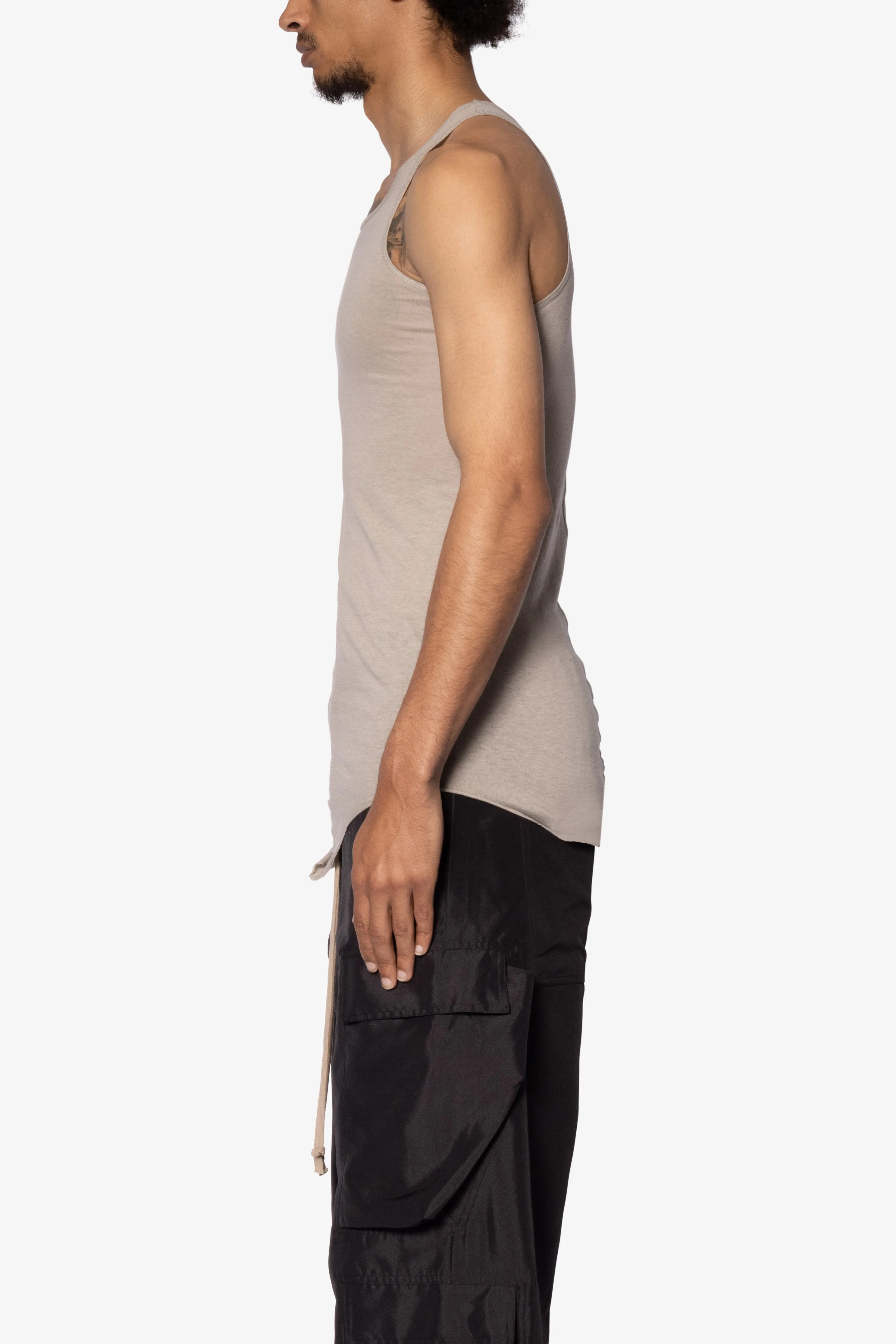 Sheer Knit Racer Tank - Bone