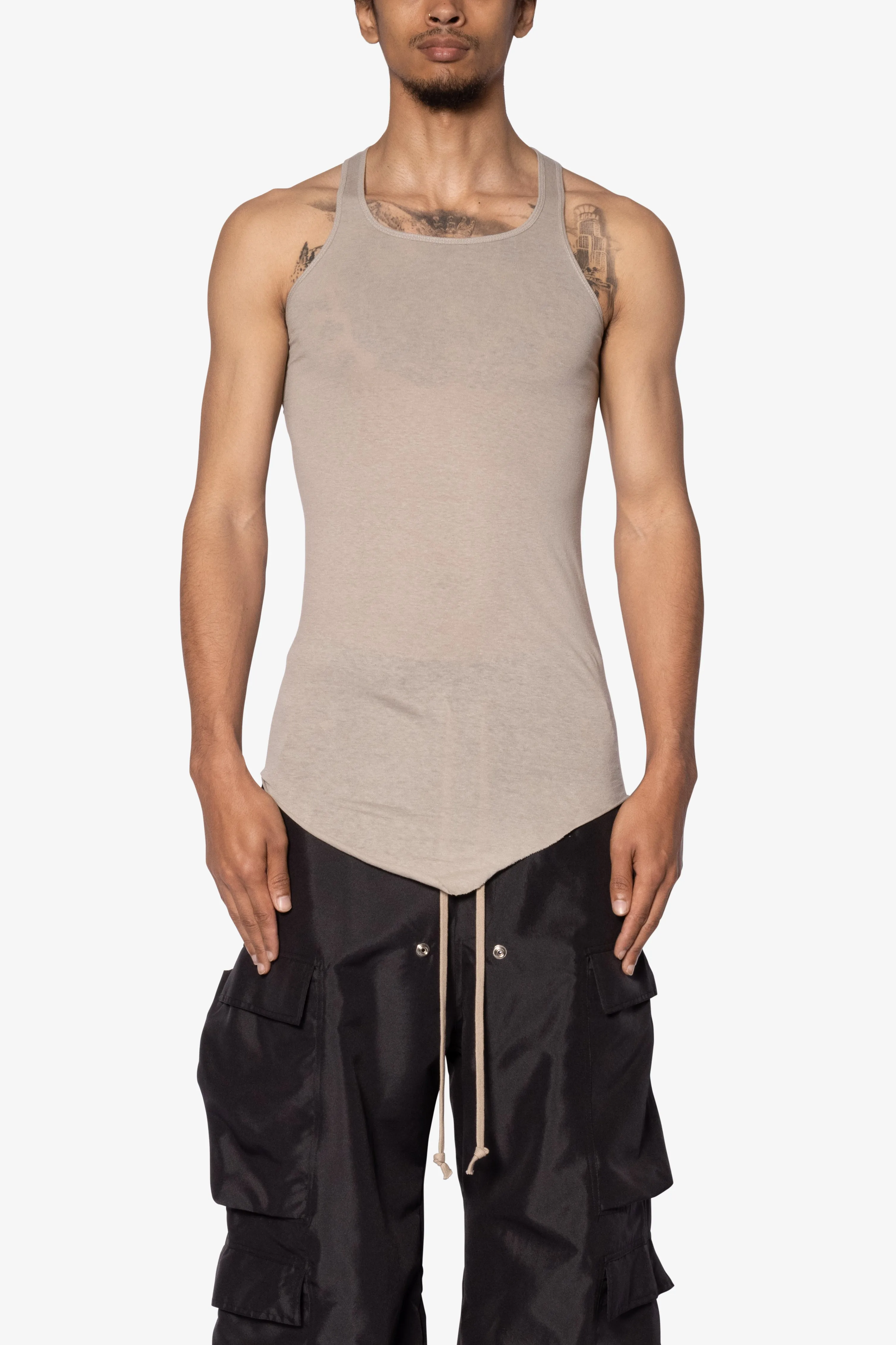 Sheer Knit Racer Tank - Bone