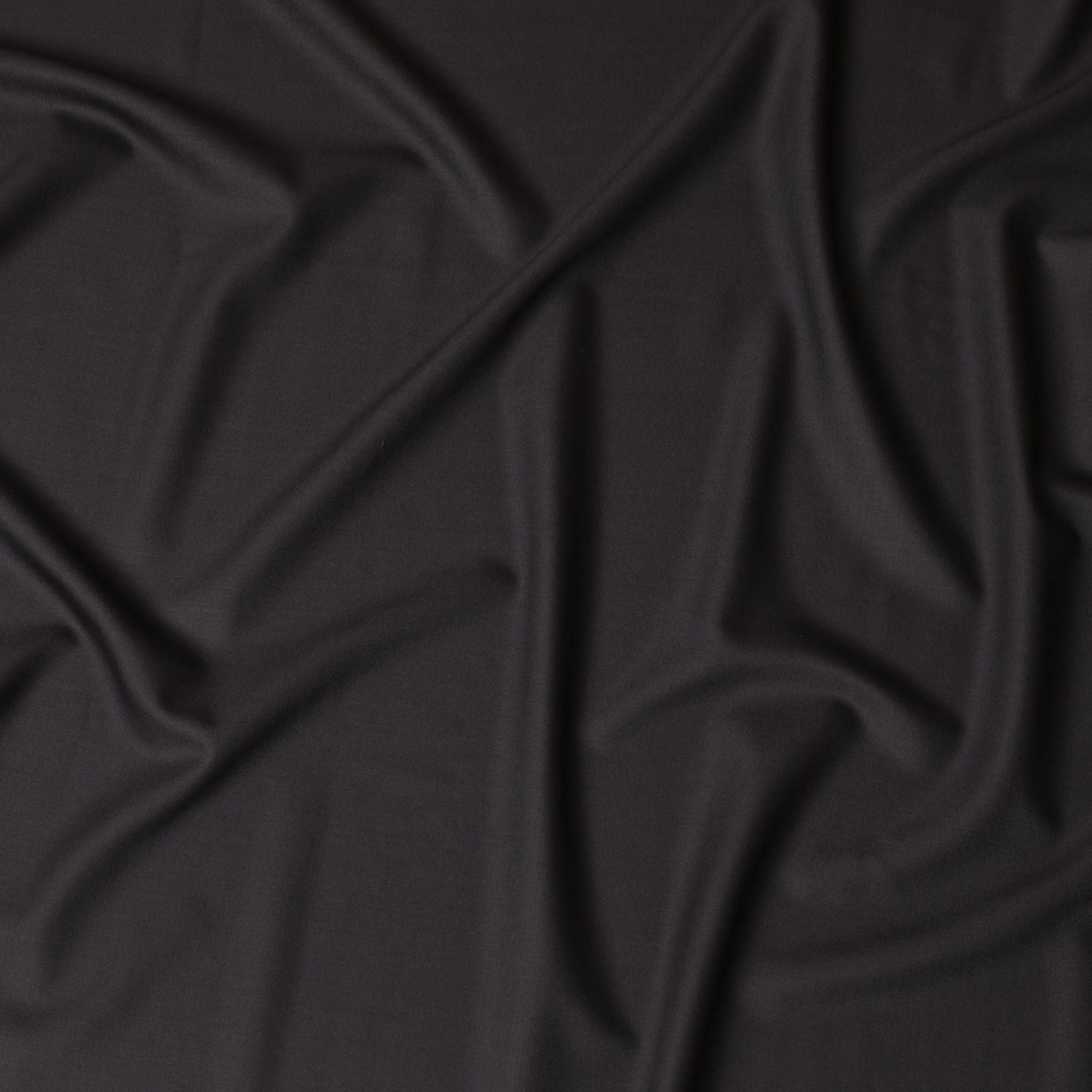 Sleek Black Solid Wool Suiting Fabric - 150cm Wide, 3.5 Mtrs Length, Woven in the UK-D17758