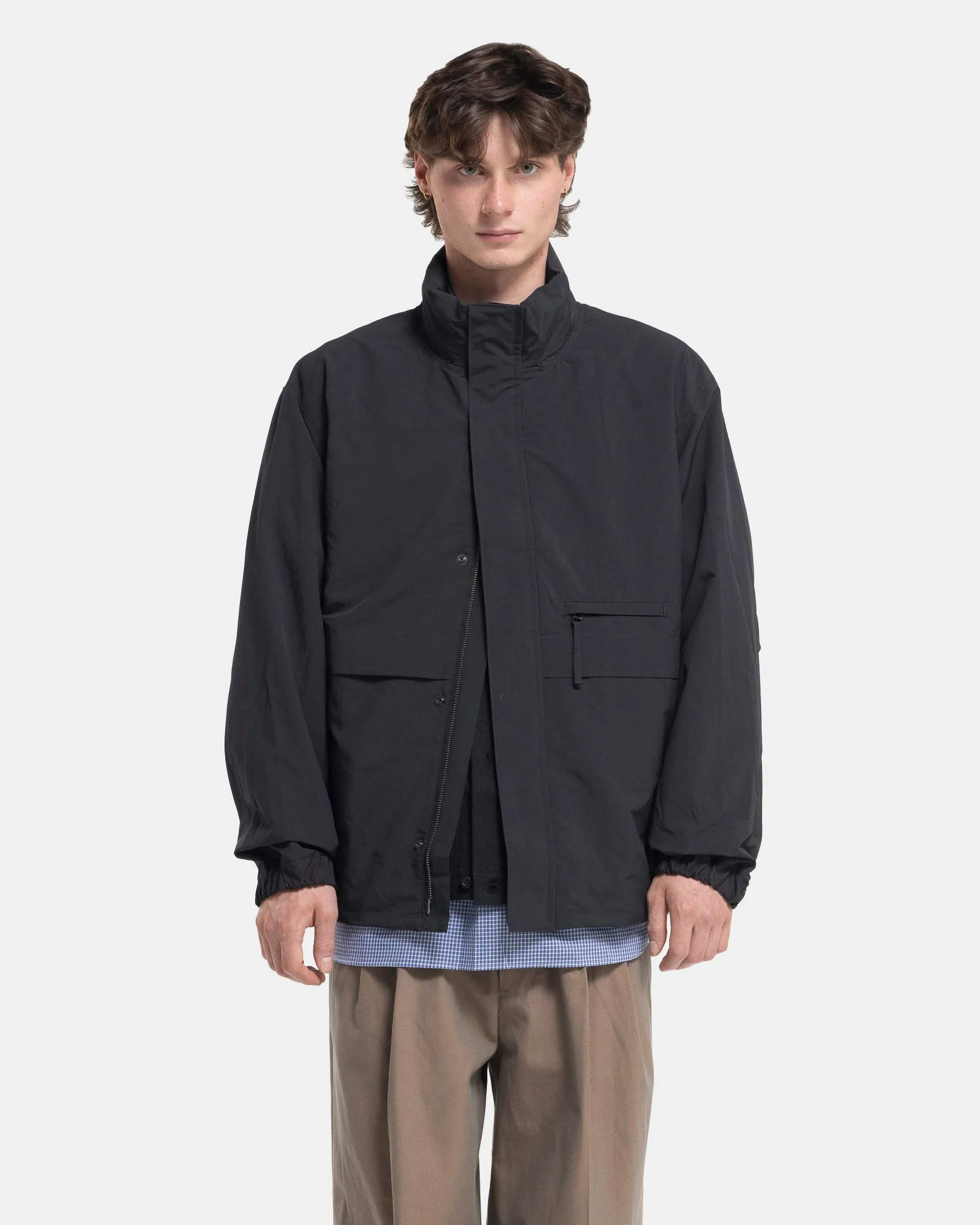 Stand Collar Field Jacket in Ink Black