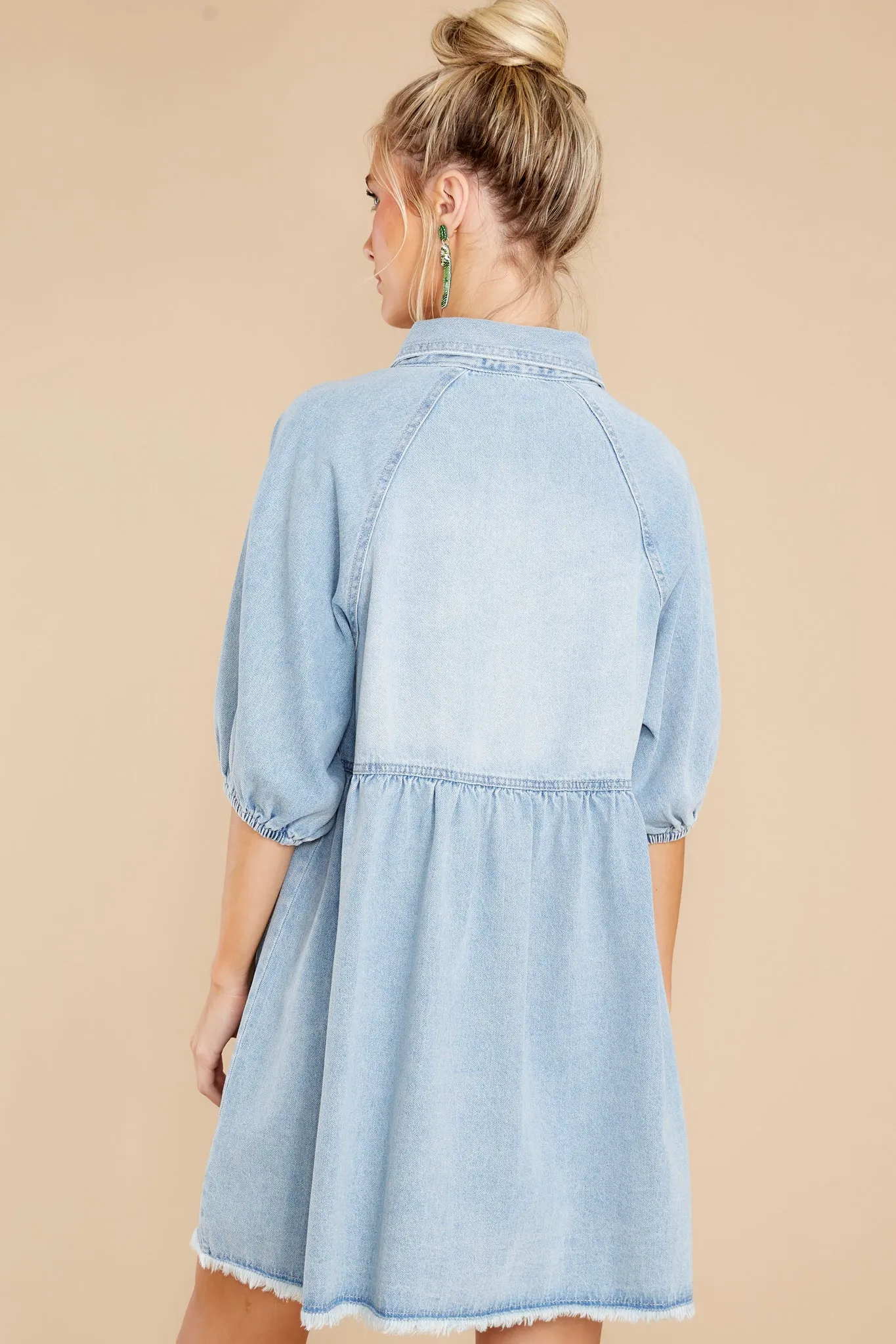 Still Rolling Light Wash Denim Dress