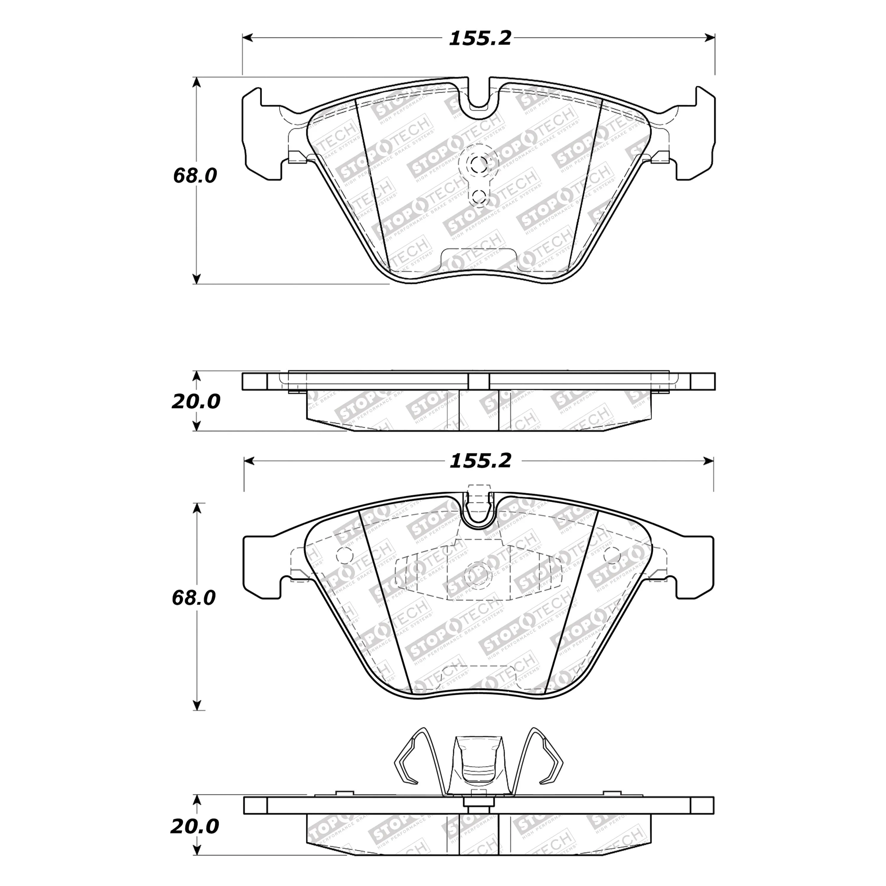 StopTech Street Select Brake Pads BMW 5 Series (08-10) [Front w/ Hardware] 305.12600