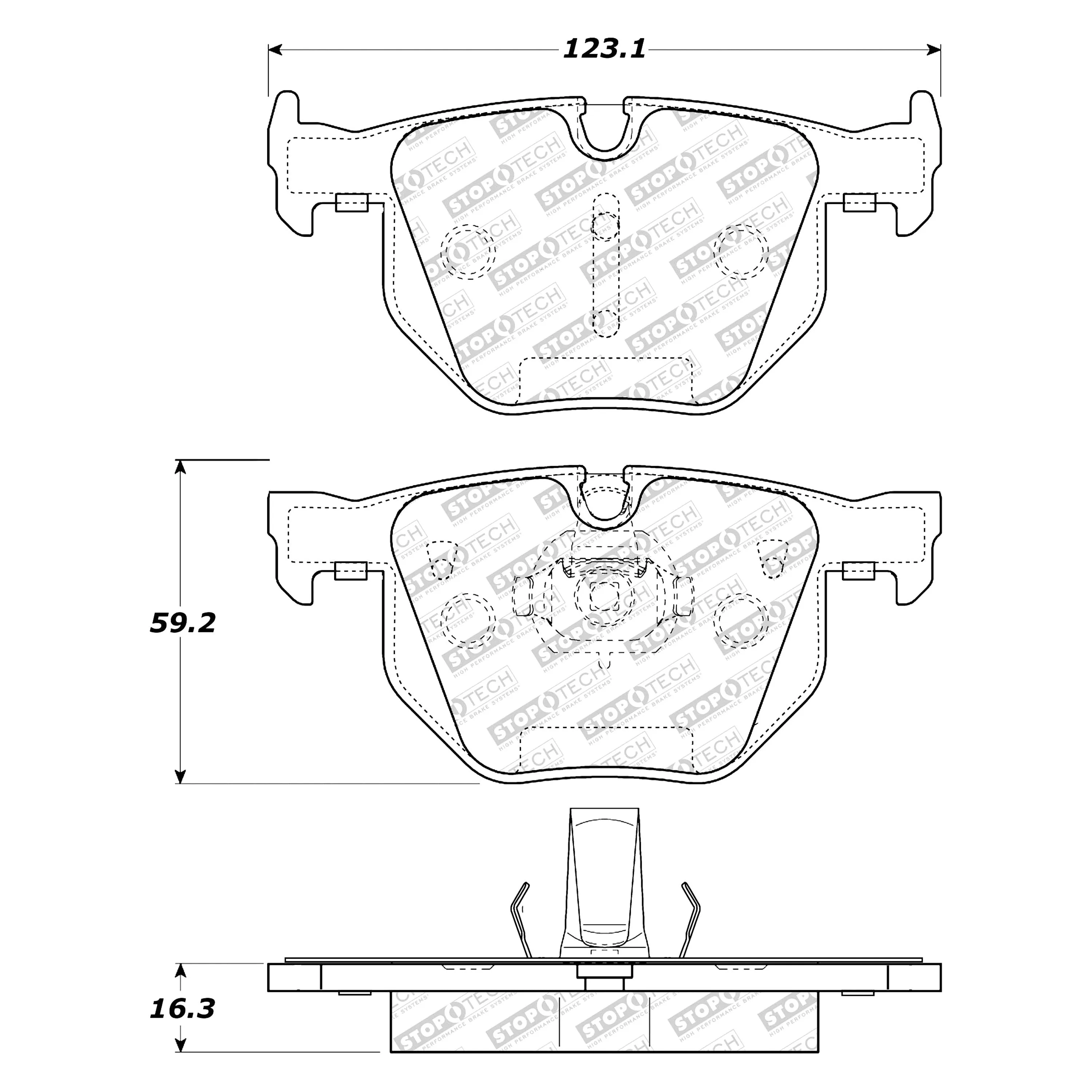 StopTech Street Select Brake Pads BMW 5 Series (08-10) [Rear w/ Hardware] 305.10420