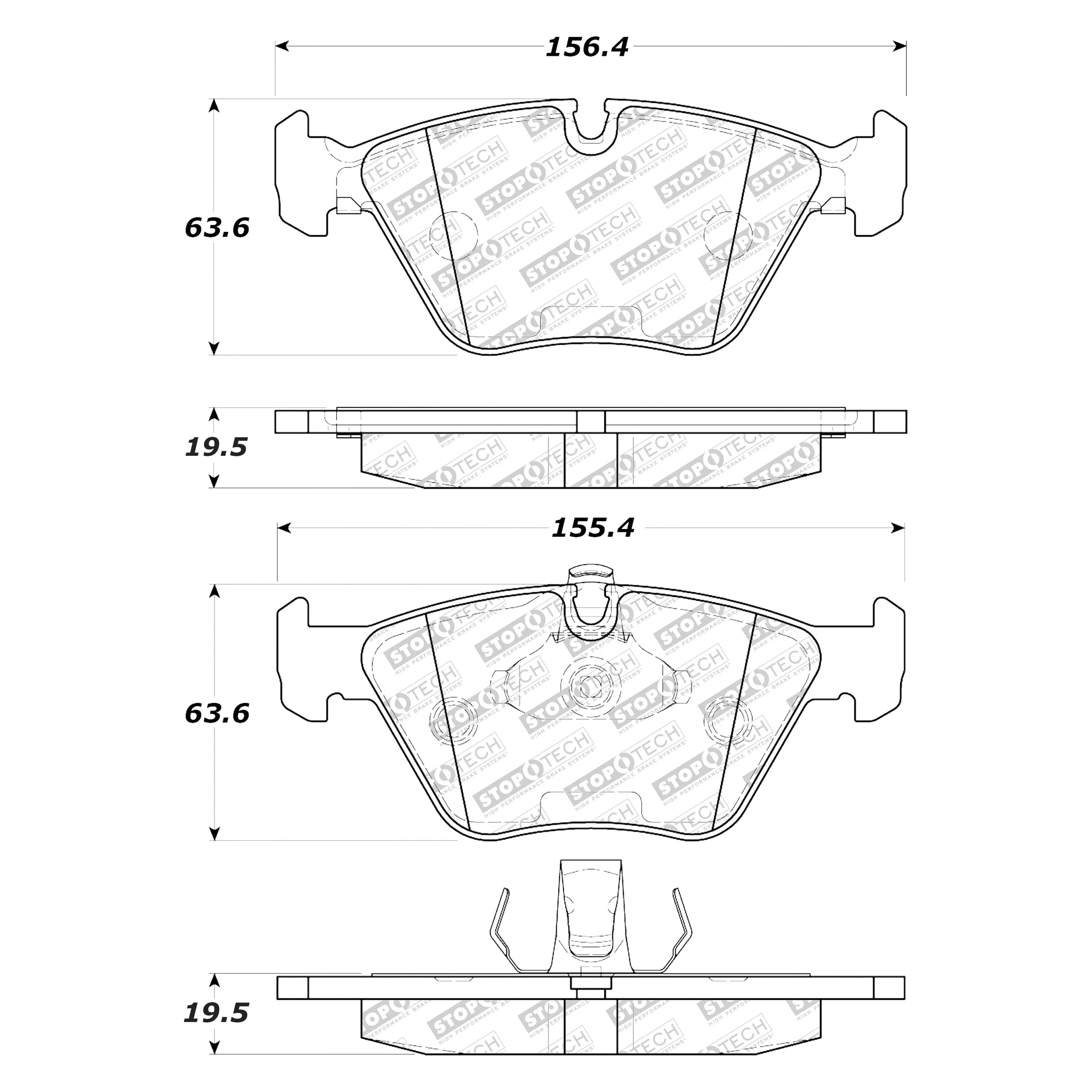 StopTech Street Select Brake Pads BMW 5 Series (96-10) [Front w/ Hardware] 305.07250