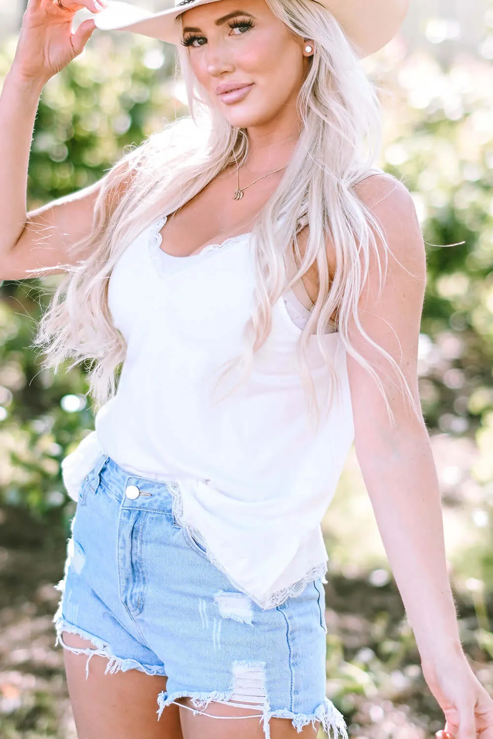 STRAIGHT LACED CAMI TOO (white)