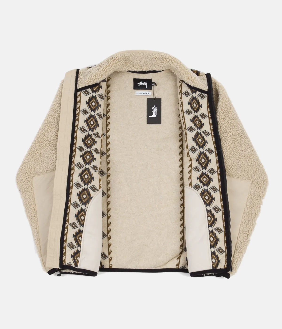 Stussy Lima Jacquard Sherpa Jacket - Beige