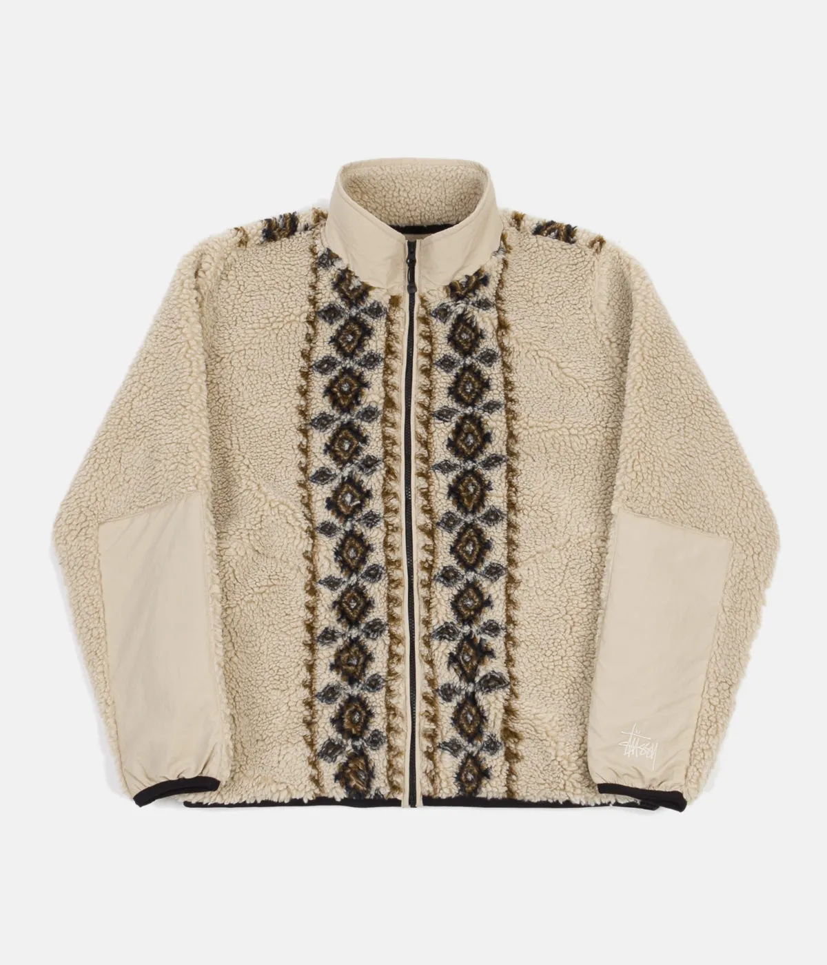 Stussy Lima Jacquard Sherpa Jacket - Beige